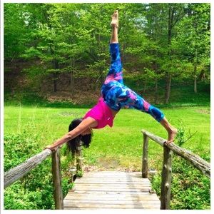 Athleta Pink/Blue PANTS (Workout~Yoga) / Size Med